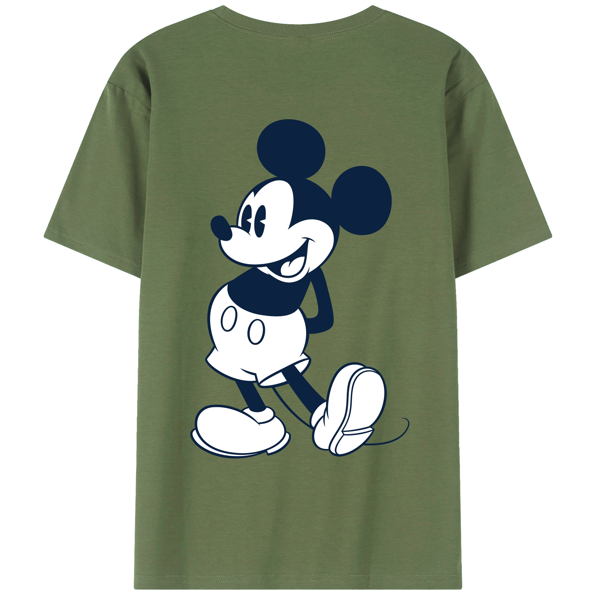 ミッキーマウス Mickey Mouse 綿100％ メンズ半袖Tシャツ（バックプリント） 通気性
